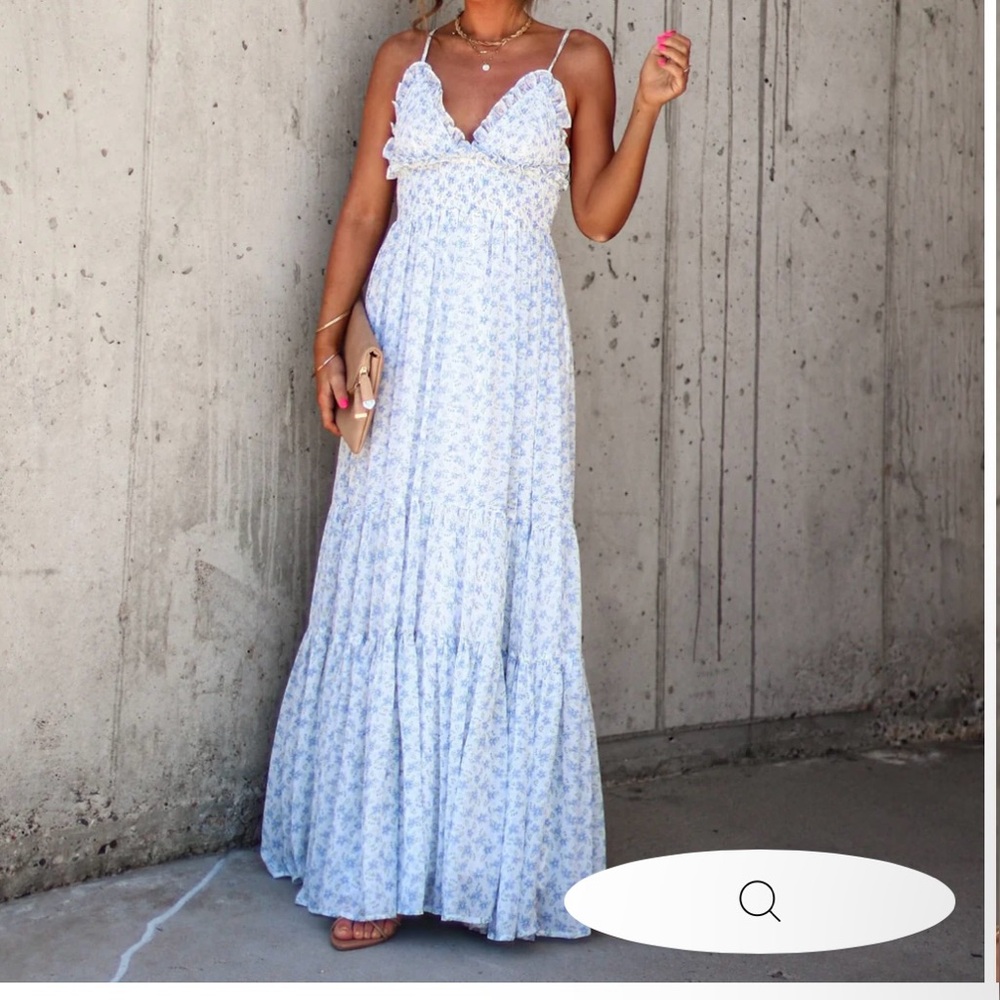 Vici Light Blue Floral Maxi Dress